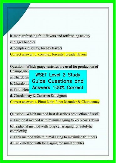WSET Level 2 Study Guide Questions and Answers 100% Correct video