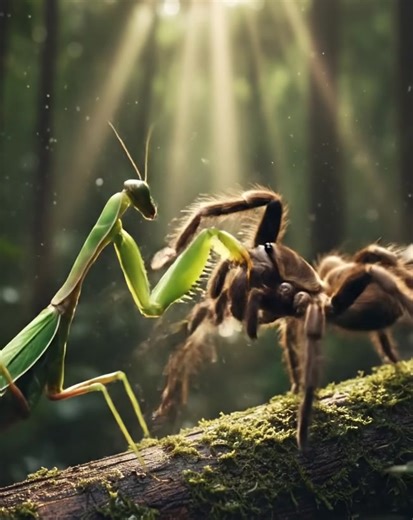 Is This Real?! 😱🔥 Mantis reflexes = INSANE ⚡ Tarantula didn’t see it coming… Nature = Real Action 💥 Part 2? 👇👇 #WildImaxVision #NatureTok #AnimalBattle #ViralVideo #WildLife