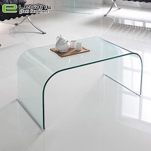 [Hot Item] Round Corner Curved Glass Center Table in Clear Color