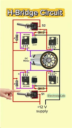 H-Bridge Motor Driver Circuit | Forward & Reverse Control | MOSFET #driver #learn #shorts #diy #moto