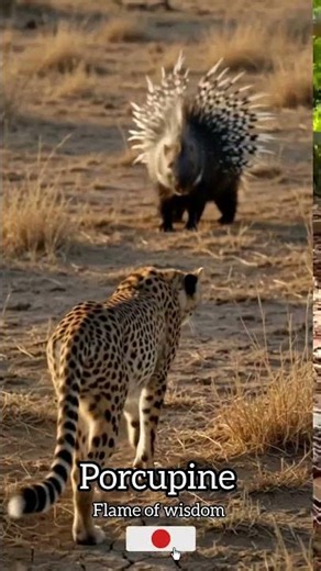 🦔🐆🔥చిన్న జంతువు పెద్ద వేటగాడిని ఓడిస్తుందా?"#educational #animalbehavior #porcupines #cheetah #viral