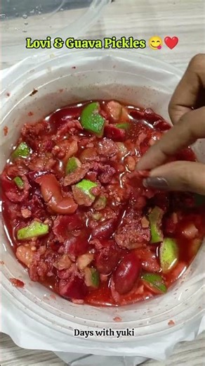 Spicy Guava + Lovi Pickles 😋❤️ #shorts #trending #fruit #pickle #asmrfruit #viral