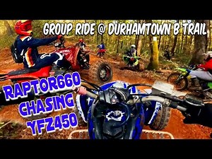 Raptor 660 chasing Yfz 450 on group ride at Durhamtown B trail