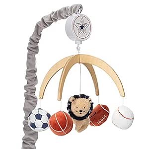 Lambs & Ivy Hall of Fame Lion/Sports Balls Musical Baby Crib Mobile Soother Toy