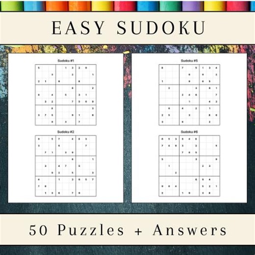 Easy Sudoku Book Printable | 50 Sudoku Puzzles   Answer Key | Kids 8–12 & Adults | Beginner Sudoku | Instant Download PDF - Etsy Canada