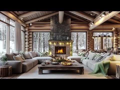 Relax With Falling Snow Outside And Fireplace Glow Inside Bringing Gentle Stillness Within