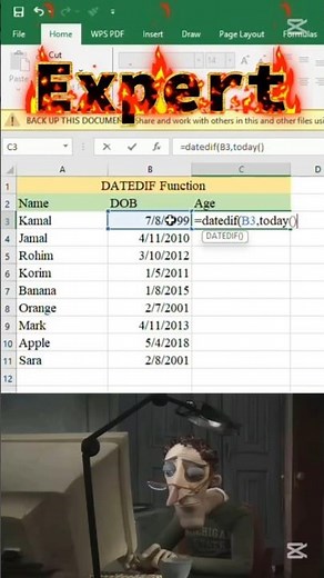 Beginner vs Expert | Calculate Age from DOB in Excel Instantly | Office Excel Pro