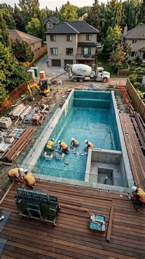Construction of a Dream: Infinity Pool Transformation🌊✨#bushcraft #newyork #pool #interiordesign