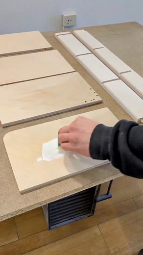 Staining the plywood in soft white for a custom shoe rack design. #woodstain #stainingwood #bleachedwood #plywood #woodcraft #diy | Robert Barrow | Facebook