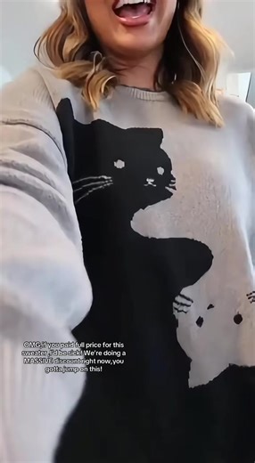 Cozy Sweater with Adorable Cat Design on Sale