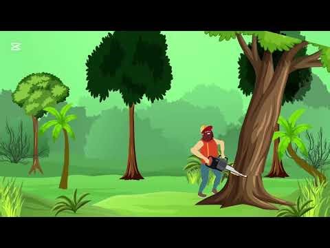 Spring Logging Animation | Lumberjack Cutting Tree Trunk in Action