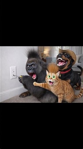 Electric Shock Challenge Gone Wrong 🐶🐱🦍 (Too Funny!) #funny #trending #shorts #short