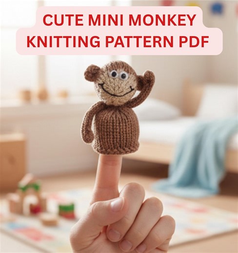 Mini Monkey Knitting Pattern PDF – Bottle Topper Gift Handmade Toy, Viral Punch Monkey Inspired, Easy Knit for Beginners - Etsy