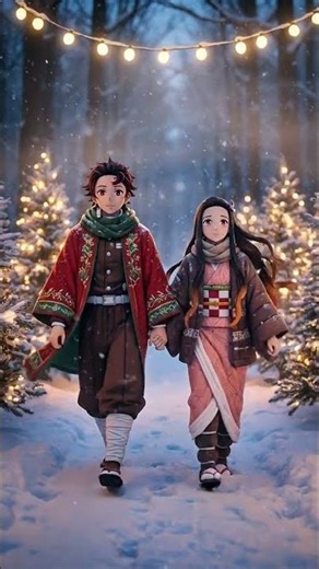 Tanjiro & Nezuko | Christmas ASMR Snowy Forest Walk | #Tanjiro #Nezuko #DemonSlayer #Christmas #ASMR