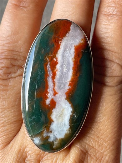 Bloodstone & Quartz Sterling Silver Statement Ring,natural Bloodstone - Etsy