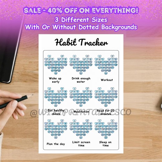 Habit Tracker Printable, Habit Log Tracker, Day Habit Challenge, Daily Log Circle, Heart Habit, Healthy Habit, Routine Tracker, Goal Tracker - Etsy Canada