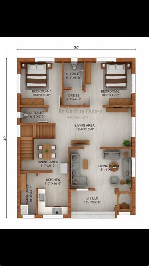 NAKSHA.COM1 on Instagram: "30x40 3D Home Plan 🏠"