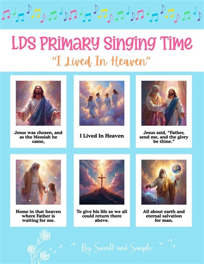 I Lived in Heaven | LDS Primary Song Visual Aid | Singing Time Flipchart | Lds Singing Time | 2026 Lds Primary Singing Time - Etsy