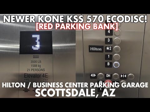 Kone KSS 570 Ecodisc Red Elevator @ Hilton/Business Center Parking Garage, Scottsdale, AZ
