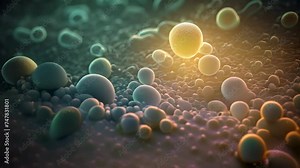 3D illustration of sperm and egg cell in human body. This is a 3d render illustration, Microorganism cells close up view on a dark background, AI Generated Stock Video