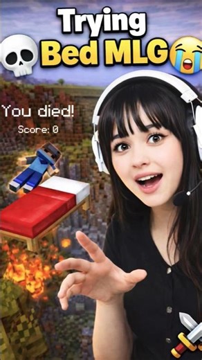 Trying Bed Mlg First Time💀😱 Minecraft Survival Mlg/Girl Gamer/Bed Clutch#minecraft #girlgamer#clutch