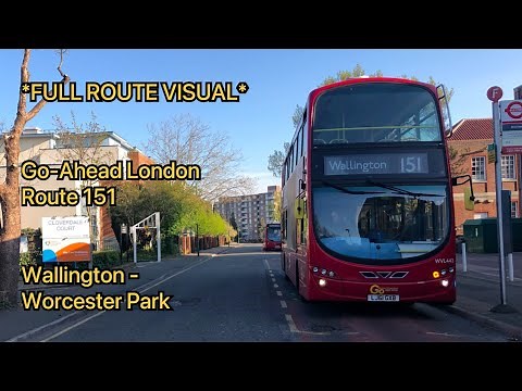 *FULL ROUTE VISUAL* Go-Ahead London Route 151: Wallington - Worcester Park