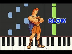 SLOW piano tutorial "I CAN GO THE DISTANCE" from Hercules, Disney, with free sheet music (pdf)