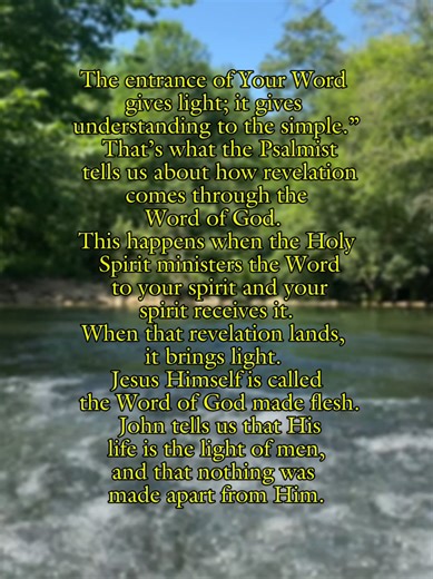 Let the Light in Psalm 119 tells us that the entrance of God’s Word brings light and understanding. When the Holy Spirit reveals the Word to our spirit, darkness gives way to clarity #biblereflection #faithwalk #fyp #meditation #prayer