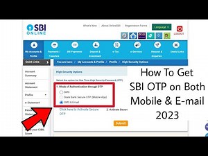 How To Get SBI OTP on Both Mobile & E-mail 2023 | SBI OTP on E-mail