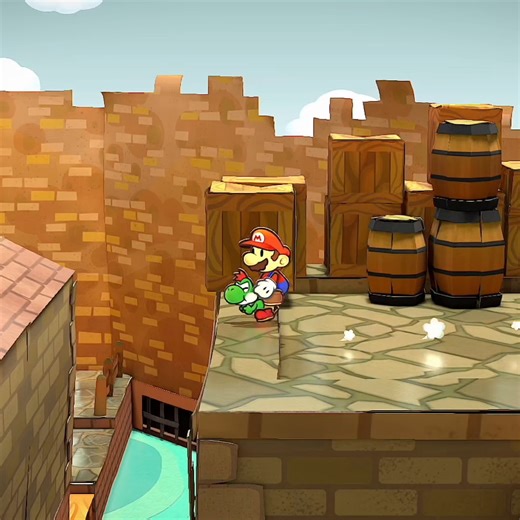 Yoshi can run faster than Mario and carry him on his back to cross short gaps, on top of aiding in combat in Paper Mario: The Thousand-Year Door, coming to Nintendo Switch. Meet him and other partners on May 23. | Nintendo Switch
