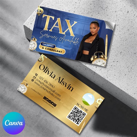 Tax Business Card, DIY Business Card for Tax Business Marketing, Tax Preparer Business Card, Tax Referral Card Canva Template - Etsy