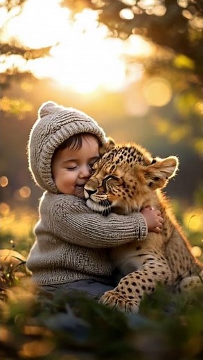 Baby Meets Cheetah Cub—Too Cute to Handle! 🐆❤️