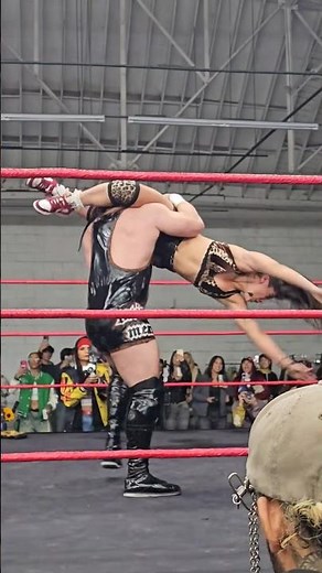 flying head scissors by Johnnie Robbie #intergenderwrestling