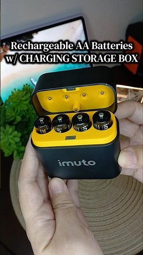 Rechargeable Batteries w/ Charger Imuto AA Reusable Lithium Batteries Double A Rechargeable Battery