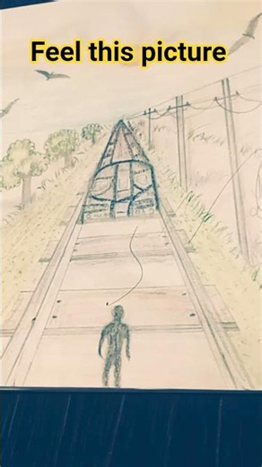 #art 🎨 Nature & Railway Track Drawing with Deep Meaning