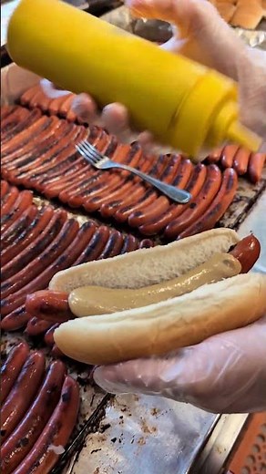 Classic NY hot dogs with onions from Gray's Papaya in UWS NYC