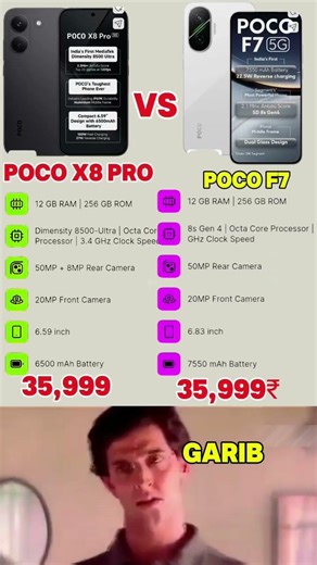 poco x8 pro 5g vs poco f7 5g best comparision review unboxing #viral #shorts 🔥😯