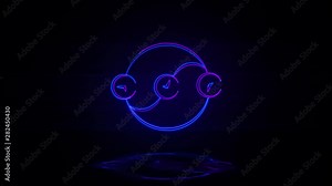 Time paradox in neon effect mp4 video on dark background