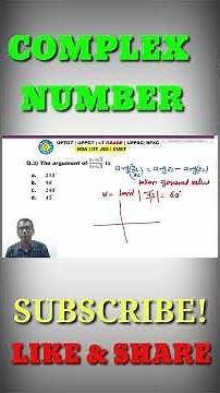 03 short trick of arg(z1/z2) | TGT & PGT MATHS | The argument of (1-i√3)/(1+i√3) is