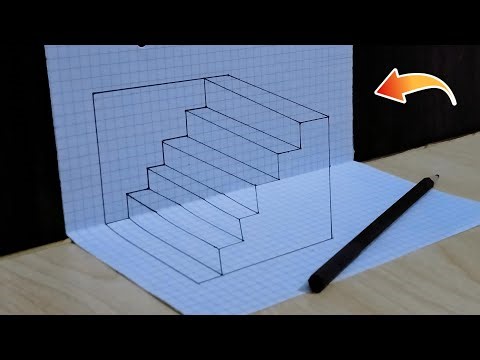 How to Draw 3D Stairs on Paper - Easy Optical Illusion! 😱 | #Drawing #3d