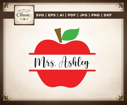 Apple Name Frame SVG, Apple Monogram Frame Svg, Apple Svg, Teacher Svg, School Svg, Cut Files, Cricut, Back to School, Dxf, Eps, Digital - Etsy