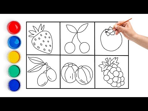 Berries 8 Fruits Drawing and Coloring for Kids 🍎🍌 | Fun & Easy Step-by-Step Tutorial