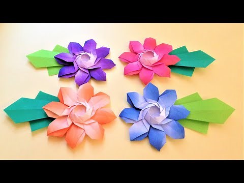 折り紙 1枚でガーベラの花 折り方 Origami Gerbera flower tutorial（NiceNo1）