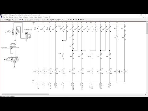 FluidSIM Tutorial : Electro-Pneumatic A+ B+ A- B- ; continuous looping