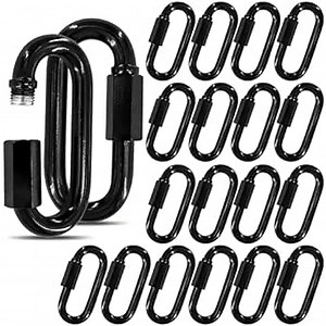 4.2" Chain Quick Links, 2Pcs 1/2" Heavy Duty Carabiner, 2500 LBS Capacity, High Strength Anti-Rust Chain Connector for Hammock Hanging, Camping, and Hiking (Black)