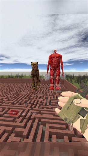 Giant Titan vs Cheetah in Maze 💀#shorts #gmod #garrysmod #shortvideo #shortsfeed