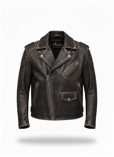 Men’s Distressed Leather Indian Motorcycle Jacket – Vintage Biker With Back Patch - Etsy