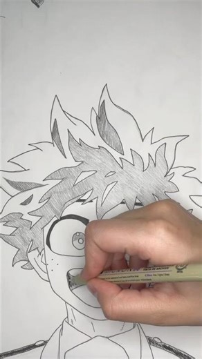Penning over the Deku sketch | drawing Deku from My Hero Academia!