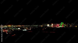 Reno Nevada Night Time Lapse with Downtown Reno and Traffic on Roads and Highways.