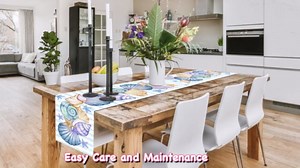 Summer Dining Table Runner 13" x 72", Spring Runners for Table Decor Ocean Sea Shell Starfish Blue Runners for Home Kitchen Decoration Beach Party Decor